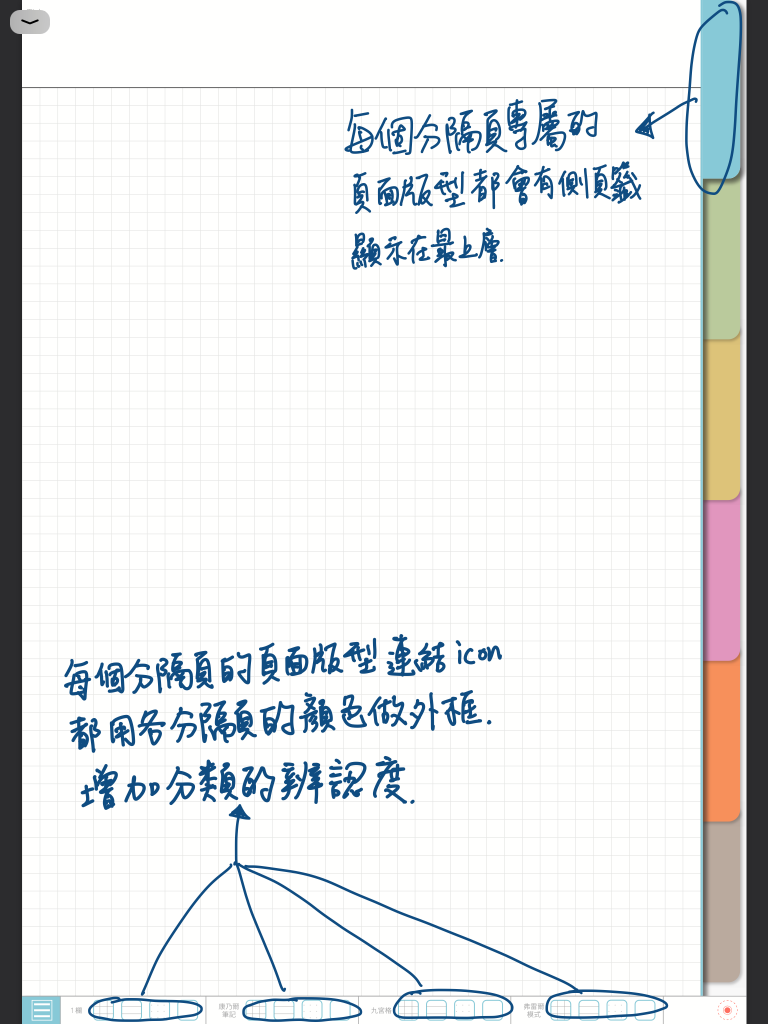 digital notebook - 水藍色分隔頁的頁面版型- 連結icon - 手寫說明 | me.Learning