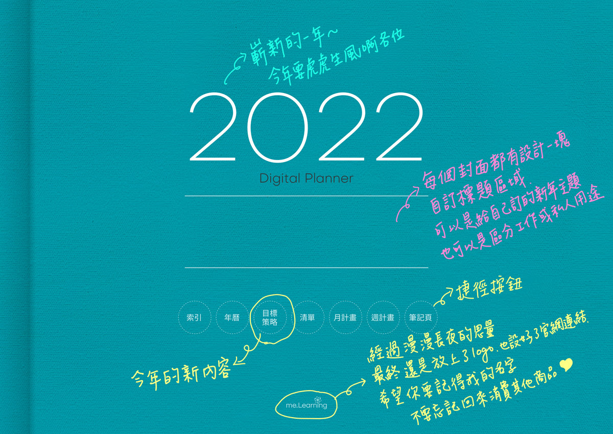 iPad digital planner 2022-Yearly-Bluebird 封面手寫說明 | me.Learning