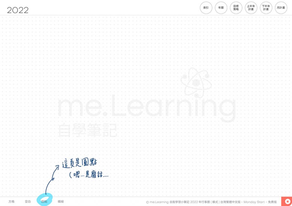 iPad digital planner 2022 - FreeVersion -Coral Red 筆記頁手寫說明 | me.Learning