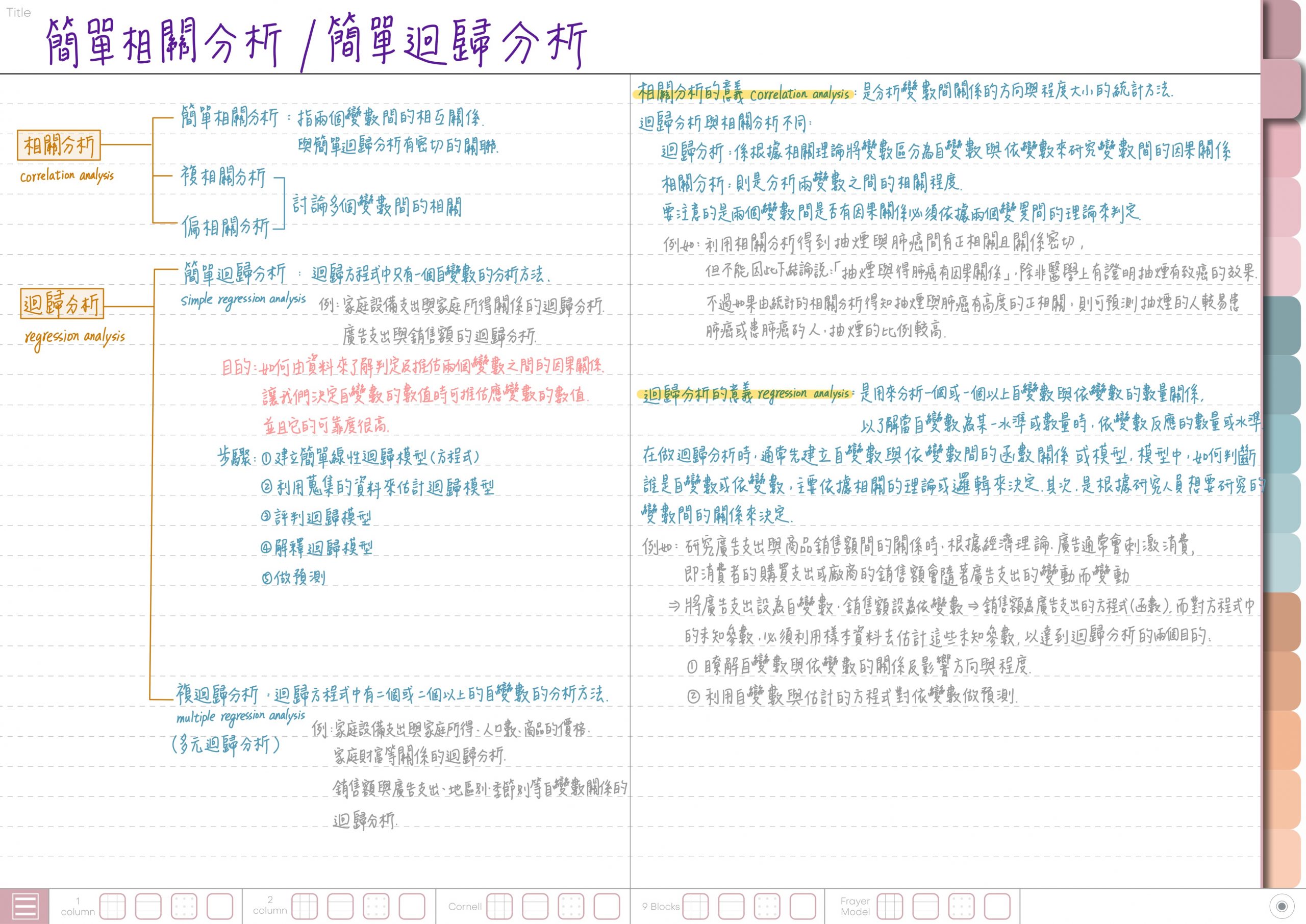 Notebook-Landscape-Solid Color Cover-15 Tabs-Unicorns-in-Fairyland-White Mode 筆記頁書寫顯色參考2 | me.Learning